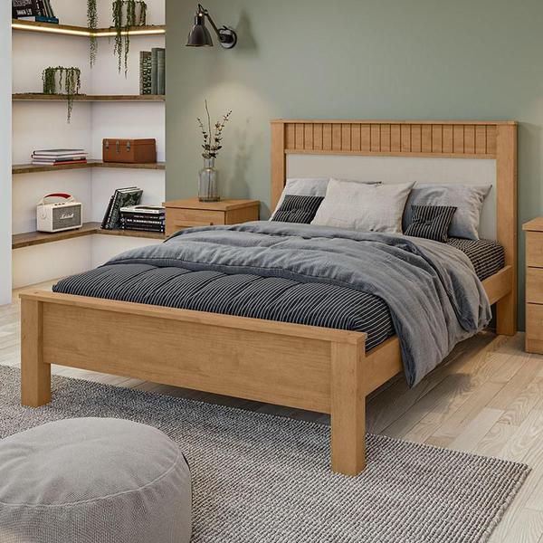 Imagem de Cama Casal Ambiente Athenas 140 Amêndoa Clean Off White Flex - Lopas