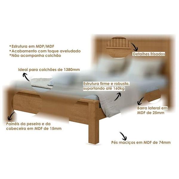 Imagem de Cama Casal Ambiente Athenas 140 Amêndoa Clean Off White Flex - Lopas