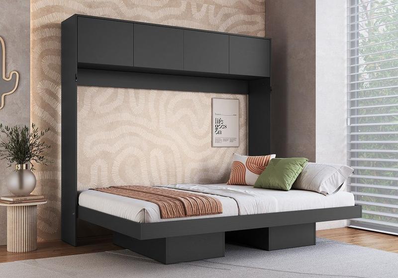 Imagem de Cama Casal Articulavel Horizontal Com Portas 140 Hanover Grafite