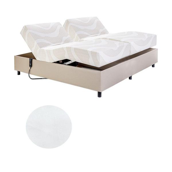 Imagem de Cama Casal Centauro Suéde Branco 140x200x64 cm Pilati