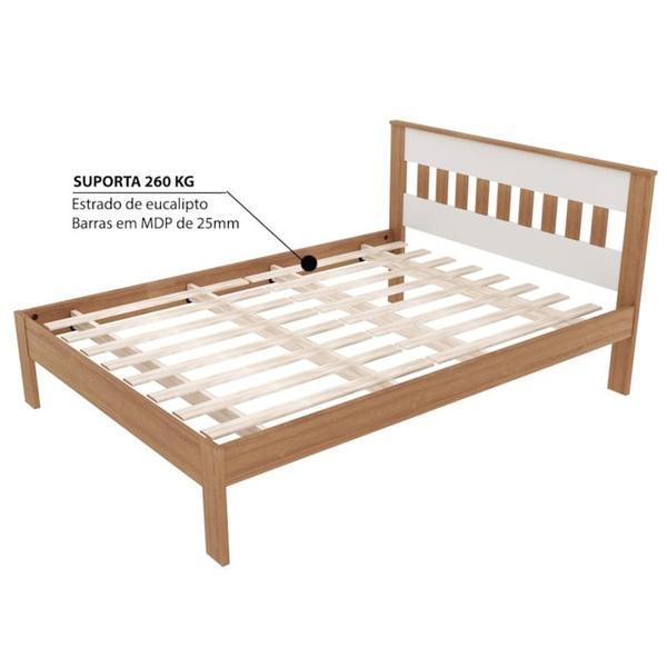 Imagem de Cama Casal CM8007 E 02 Mesas De Cabeceira AZ1016 QT6 Amendoa Branco Tecno Mobili