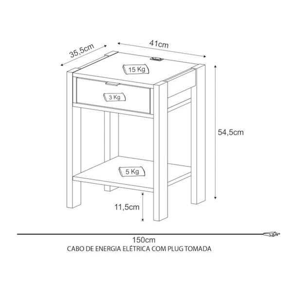 Imagem de Cama Casal CM8007 E 02 Mesas De Cabeceira AZ1016 QT6 Nogal Branco Tecno Mobili