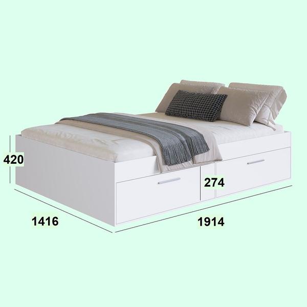 Imagem de Cama Casal Com 4 Portas 140 Tokkio Branco