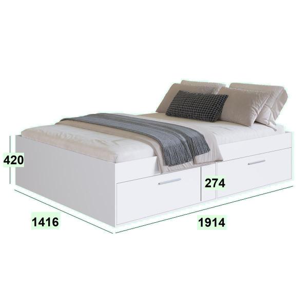 Imagem de Cama Casal Com 4 Portas 140 Tokkio Branco