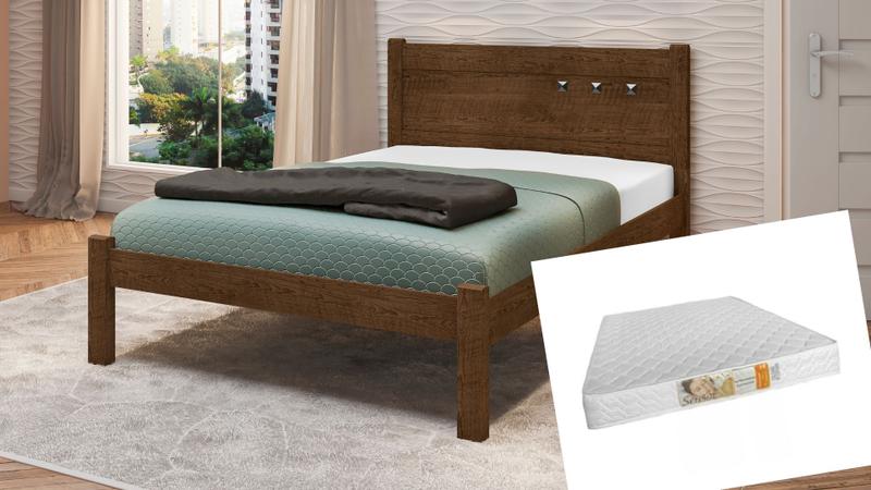 Imagem de CAMA CASAL COM COLCHÃO D33 138x188x12 FRAMAR PAOLA MALBEC