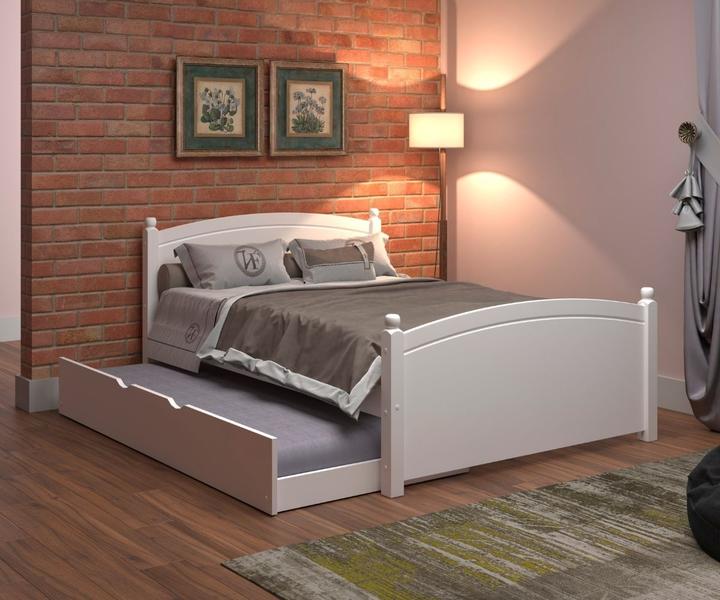 Cama Casal De Madeira Maciça e MDF Totalità Com Cama Auxiliar Imagem de Cama Casal De Madeira Maciça e MDF Totalità Com Cama Auxiliar