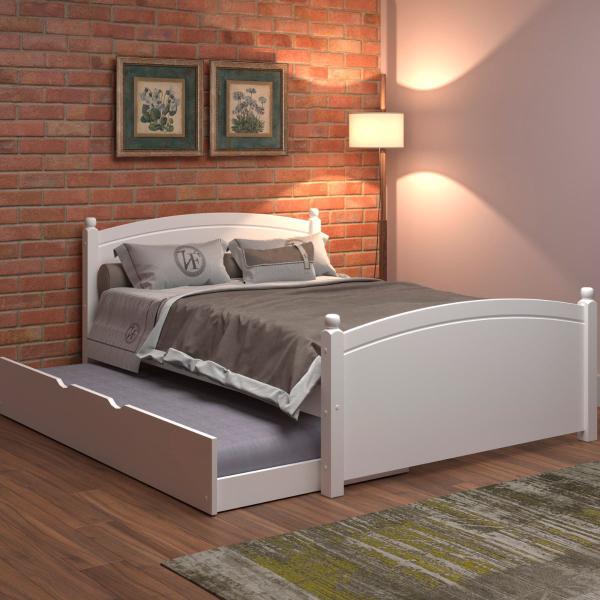 Cama Casal De Madeira Maciça e MDF Totalità Com Cama Auxiliar Imagem de Cama Casal De Madeira Maciça e MDF Totalità Com Cama Auxiliar