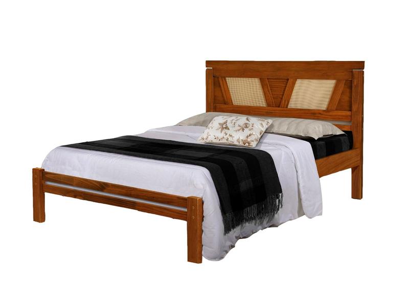 Imagem de Cama Casal de Madeira Maciça Monaco Rustica Castanho