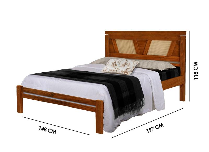 Imagem de Cama Casal de Madeira Maciça Monaco Rustica Castanho