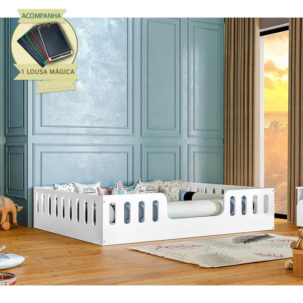 Imagem de Cama Casal Design Montessoriana Hello Branco Incluso Lousa Mágica