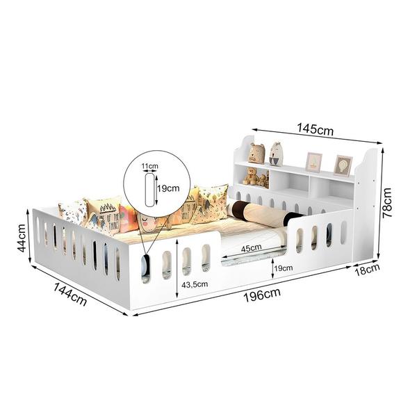 Imagem de Cama Casal Design Montessoriana Helo com Nicho Branca + Luminária Led  - Divaloto Móveis