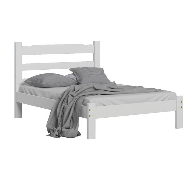 Imagem de Cama Casal Esmeralda de Madeira Maciça Cor Branco - Mais Conforto e Estilo para o Seu Lar