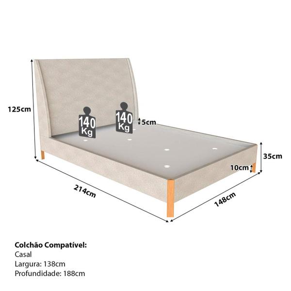 Imagem de Cama Casal Estofada com Cabeceira Personalizável 100% MDF