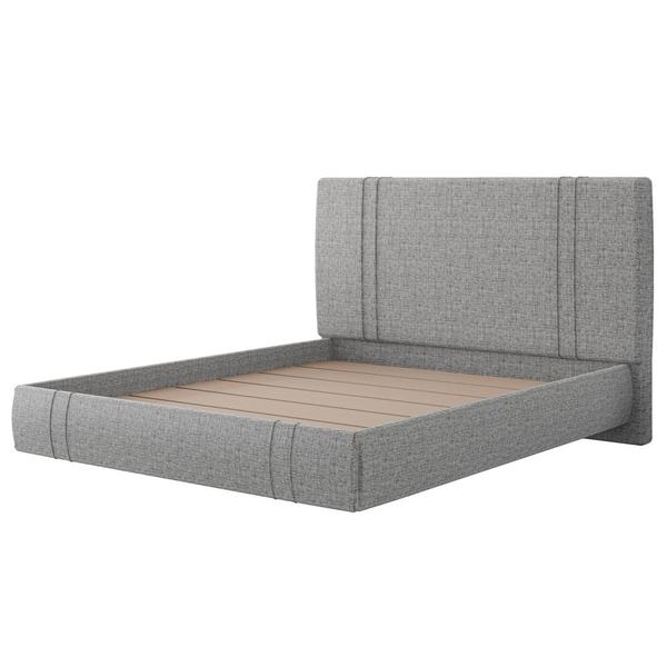 Imagem de Cama Casal Flutuante Com Cabeceira 140cm Lyra S05 Linho Cinza - Mpozenato