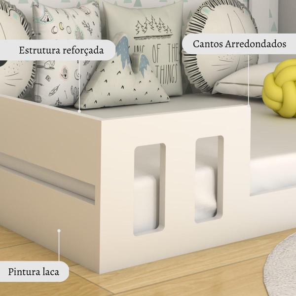 Imagem de Cama Casal Infantil com Casinha Montessori Play Timber Branco