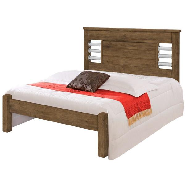 Imagem de Cama Casal J&A Móveis Raissa 100%  MDF para colchão de 138 cm de largura Jequitibá Off White