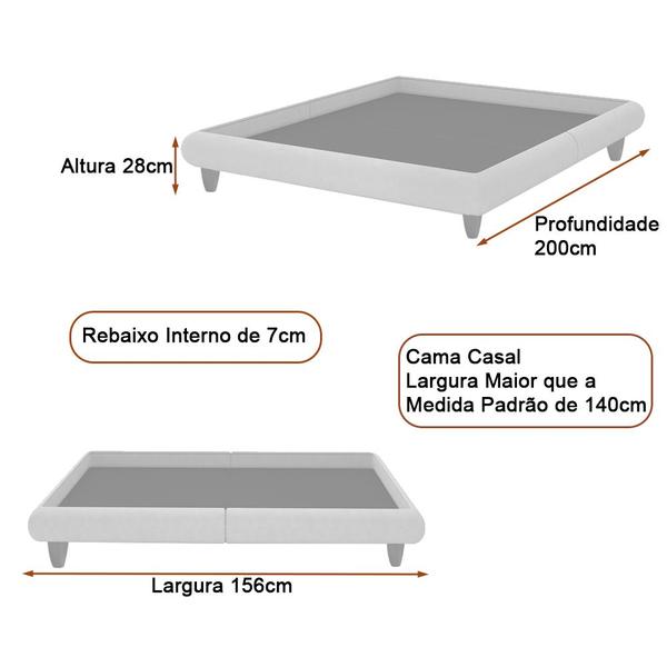 Imagem de Cama Casal Japonesa 156cm Pés Madeira Haru Linho Cinza Claro - Sallar Home