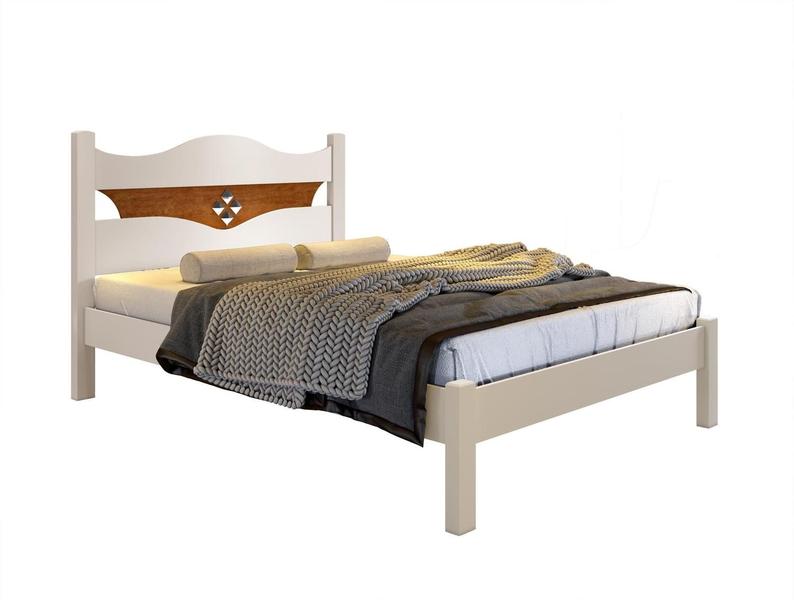 Imagem de Cama Casal Julia Off-White/Canela 100% Mdf - Extrado Madeira Maciça Fundo Reversivel-Carmolar