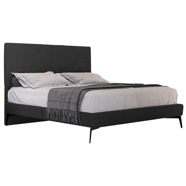 Imagem de Cama Casal King Com Cabeceira 199cm Pés Metálicos Elisa S05 Linho Preto