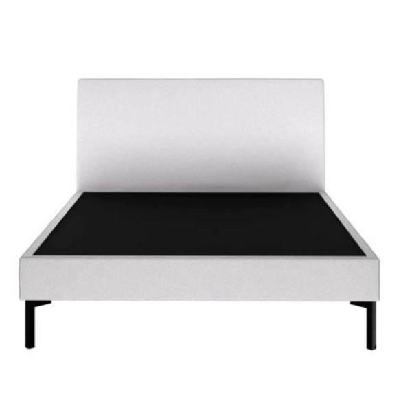 Imagem de Cama Casal KingSize Ariel Daf p/ Colchão 193 cm Cabeceira Bouclé Marfim Base Aço CarbonoPreto