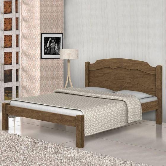 Imagem de Cama Casal Lais 100% Mdf e Estrado 100% Madeira Basoto - Castanho