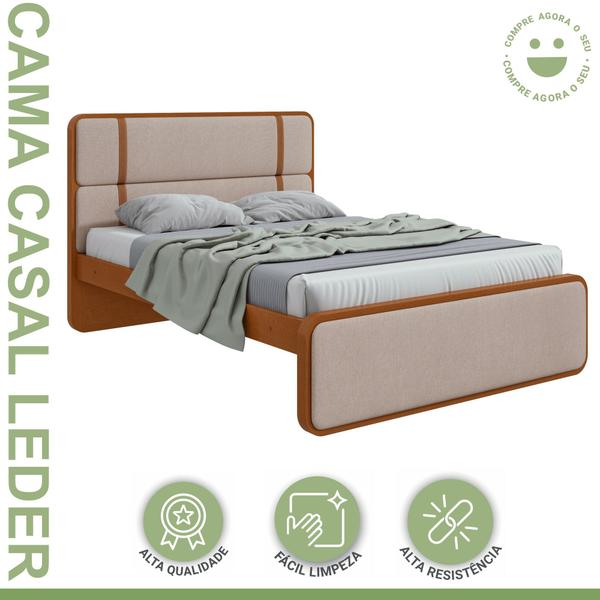 Imagem de Cama Casal Leder em Mdp/mdf Tecido Linho