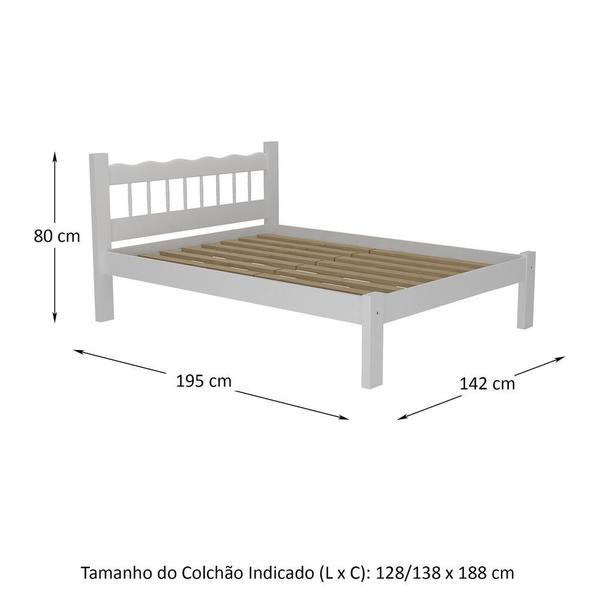 Imagem de Cama Casal Madeira Maciça para Colchão 128/138X188cm Capri Multimóveis VCR4140