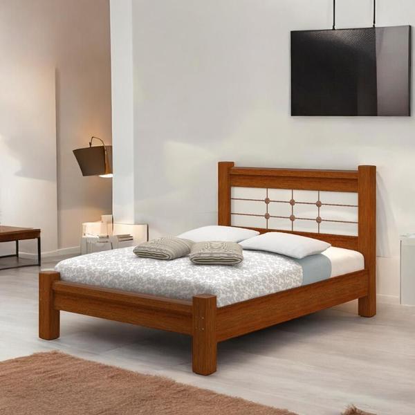 Imagem de Cama Casal Moderna Verona Cinamomo e Off White