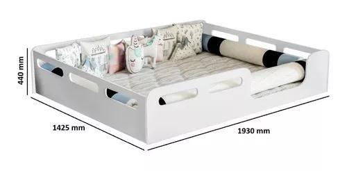 Imagem de Cama Casal Montissoriana Familia 100% Mdf + Colchão 188x138X12 CM -Branca -Lançamento