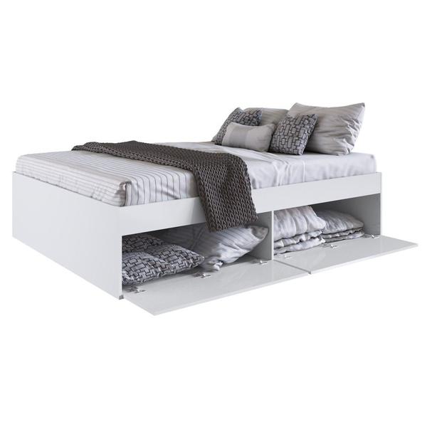 Imagem de Cama Casal Queen 160cm Com 4 Portas Tókio A05 Branco - Mpozenato