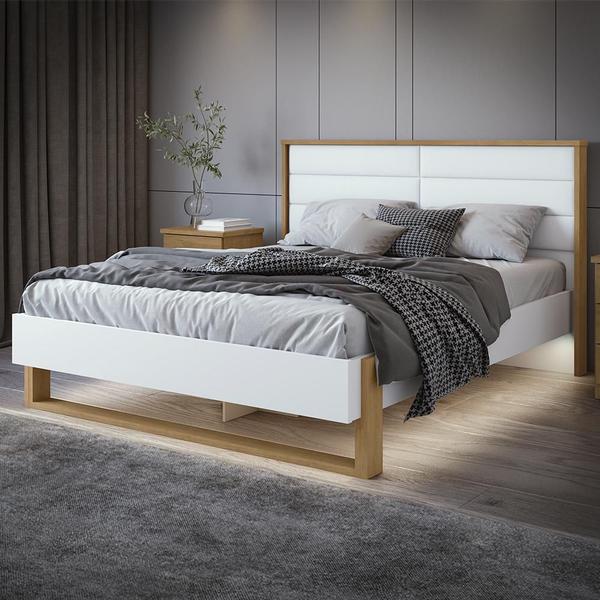 Imagem de Cama Casal Queen Freetown com LED - Móveis Lopas