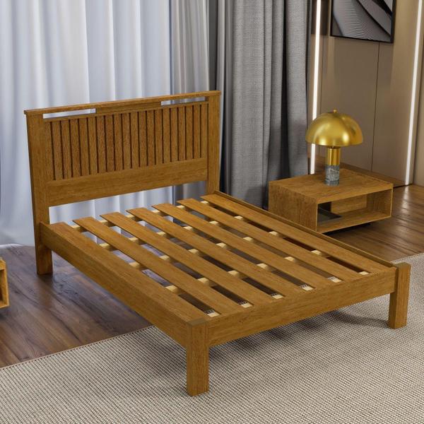 Imagem de Cama casal ripado alaska 100% mdf c/extrado madeira - carmolar