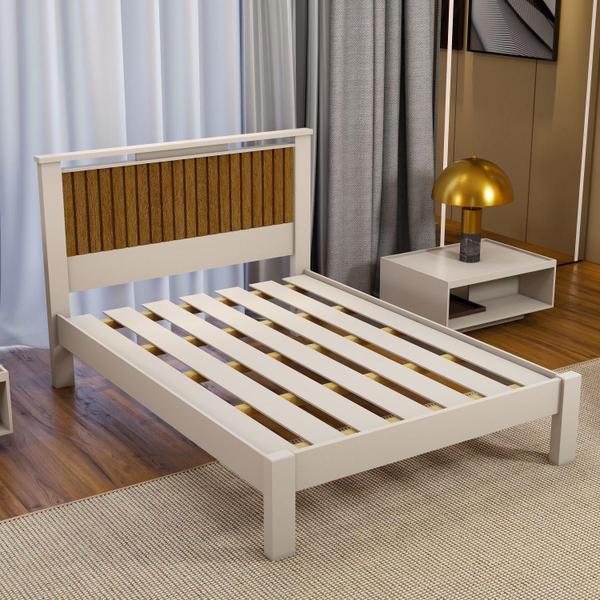 Imagem de Cama casal ripado alaska 100% mdf c/extrado madeira - carmolar