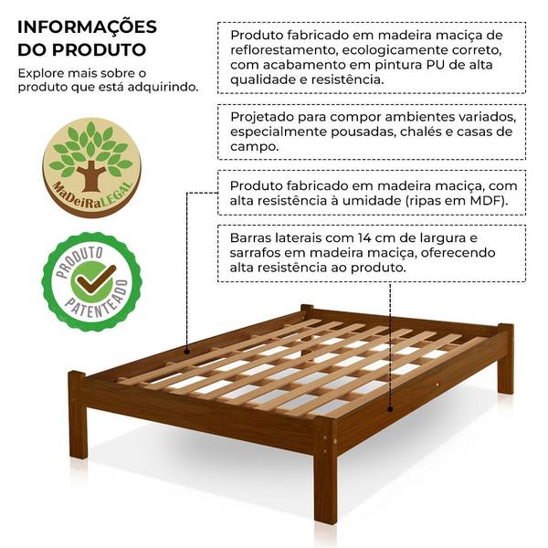 Imagem de Cama Casal Turca em Madeira Maciça Castanho -Casa da Madeira