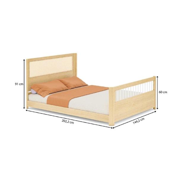 Imagem de Cama Casal Wave Juvenil Reversivel em Rattan com Led Casatema