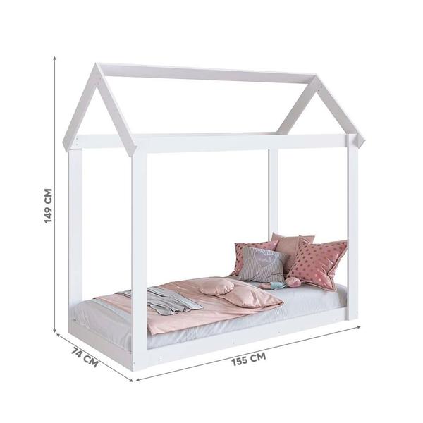 Imagem de Cama Casinha Com Colchão Infantil Montessoriana Branco Mavie Shop JM