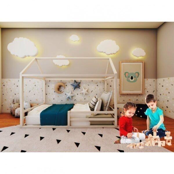 Imagem de Cama Casinha Infantil Ludika Mobilia Branco Acetinado