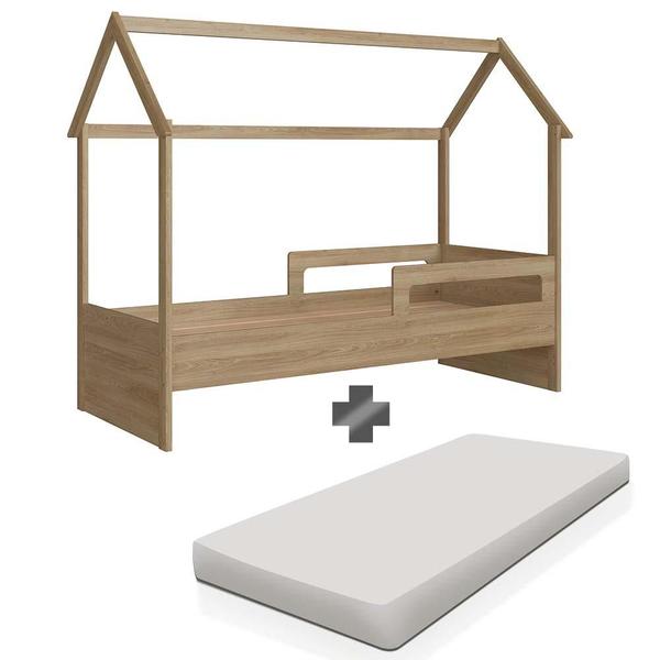 Imagem de Cama Casinha Montessoriana Com Colchão Solteiro Aveiro Oak Sorriso Shop JM