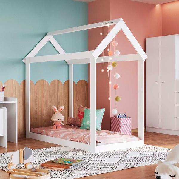 Imagem de Cama Casinha Montessoriana Infantil Branco Mavie Shop JM