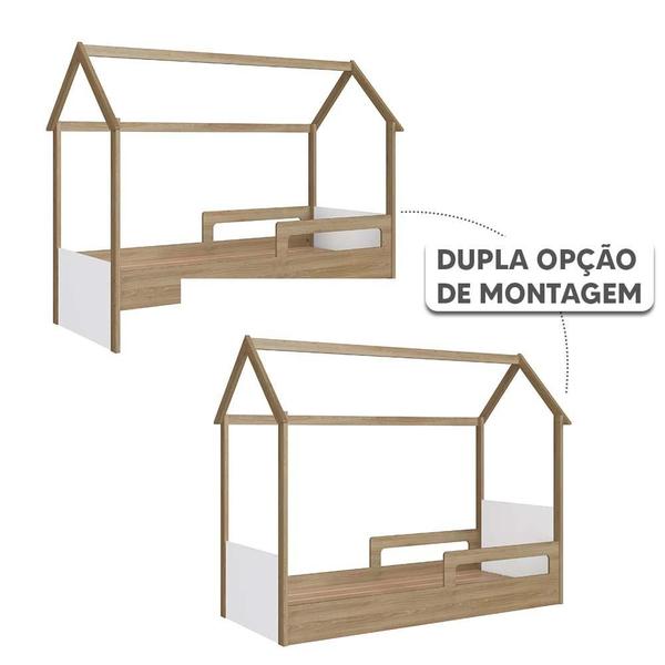 Imagem de Cama Casinha Montessoriana Solteiro Aveiro Oak Branco Sorriso Shop JM