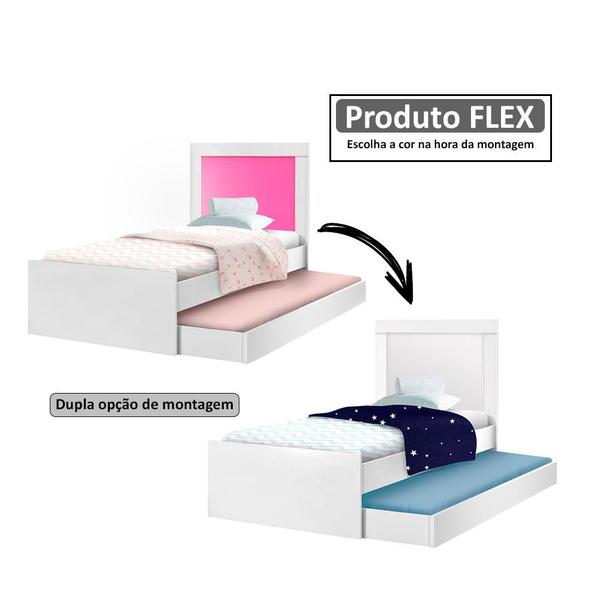 Imagem de Cama Com Auxiliar E 2 Colchões Solteiro Branco E Rosa Luara Cambel