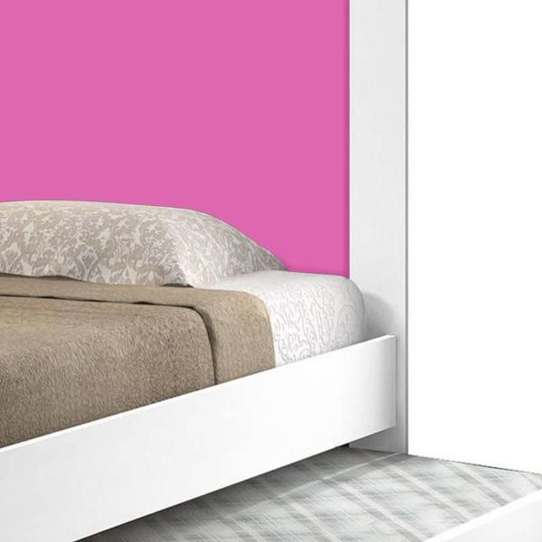 Cama com Auxiliar e Cabeceira Luara Cambel Branca e Rosa - VJ Móveis Imagem de Cama com Auxiliar e Cabeceira Luara Cambel Branca e Rosa
