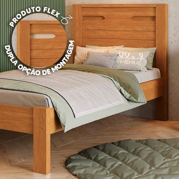 Imagem de Cama Com Cabeceira 100% MDF Solteiro Com Colchão Nature Roma Fênix