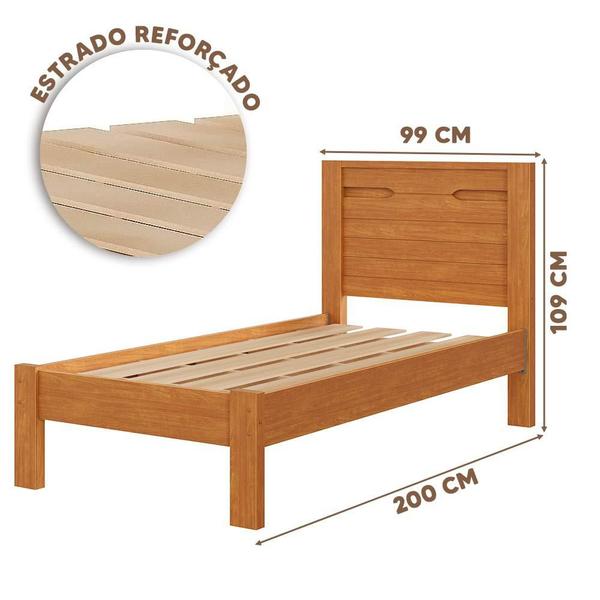 Imagem de Cama Com Cabeceira 100% MDF Solteiro Com Colchão Nature Roma Fênix