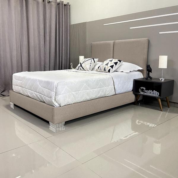 Imagem de Cama Com Cabeceira Desmontável Módena Linho Bege RBL Queen 1,60 X 2,00