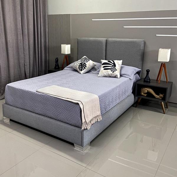 Imagem de Cama Com Cabeceira Desmontável Módena Linho Cinza RBL King 1,95 X 2,05