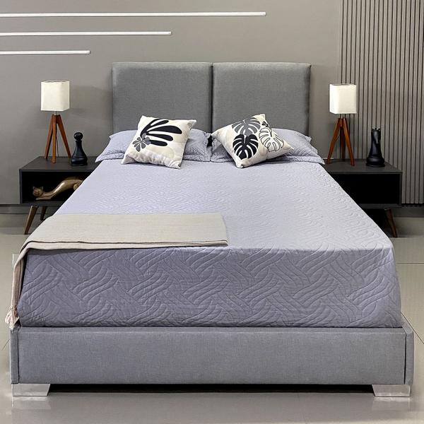 Cama Com Cabeceira Desmontável Módena Linho Cinza RBL Queen 1,60 X 2,00 Imagem de Cama Com Cabeceira Desmontável Módena Linho Cinza RBL Queen 1,60 X 2,00