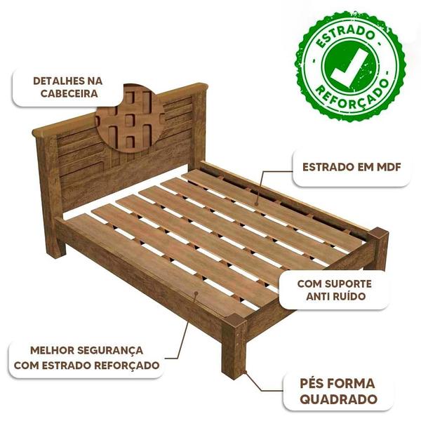 Imagem de Cama Com Colchão Casal Anti Ruído 100% MDF Castanho Endesa Shop JM