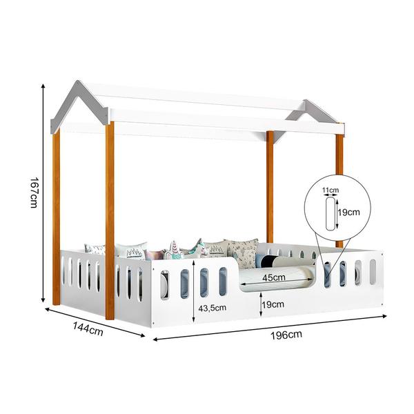 Cama com Colchão D28 Montessoriana Casal Infantil Ágatha Branco/amêndoa Incluso Luminária - MADEIRA STORE Imagem de Cama com Colchão D28 Montessoriana Casal Infantil Ágatha Branco/amêndoa Incluso Luminária