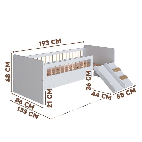 Imagem de Cama Com Colchão Ortobom Solteiro Montessoriana Infantil 135cm x 193cm Branco Affetto Completa Móveis